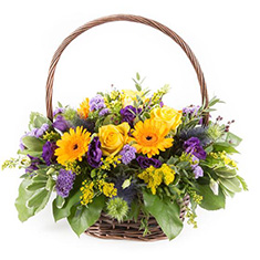 Purple &amp; Gold Basket Arrangement